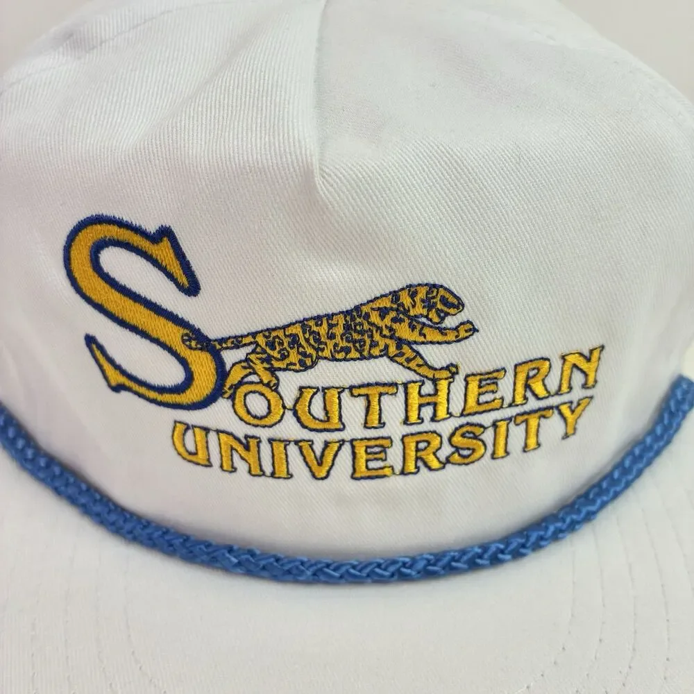 Vintage Southern University Jaguars White Hat Cap Snapback Cap 90s HBCU *READ*